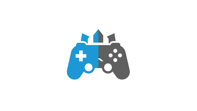 Dual-toned gaming controller logo design representing digital entertainment and fun.