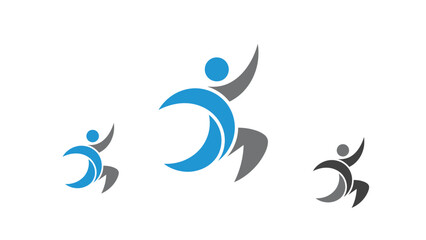 Obraz premium Dynamic human figure logo design representing activity and movement in a modern style.