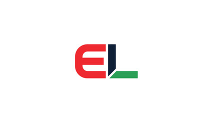 EL logo design with red, blue, and green colors on white background.