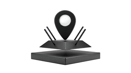 3D Location Pin Icon on Geometric Base