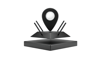 3D Location Pin Icon on Geometric Base