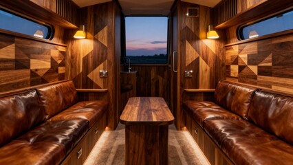 Fototapeta premium Luxury wooden cabin interior