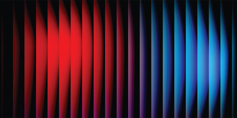 Abstract digital background featuring glowing red and blue vertical light beams creating a futuristic wave pattern and sense of harmony © HOSEN