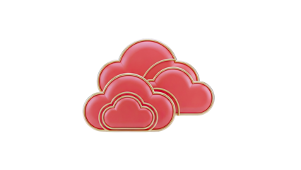 Red Clouds with Gold Trim on White Background