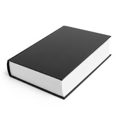 Elegant black hardcover book on white background isolated on white background