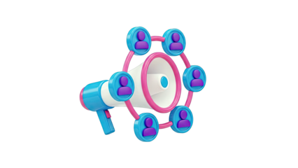 Megaphone with Network of People Icons