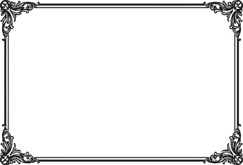 Luxury Certificate Frame with Elegant Ornamental Corners Black Vector Design