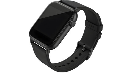 Black smartwatch isolated on transparent background