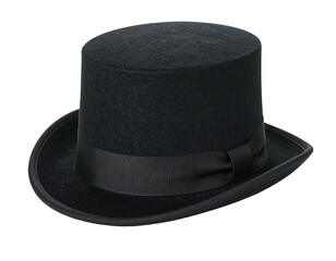 A classic, black, cylindrical top hat, often associated with formal attire and elegant occasions