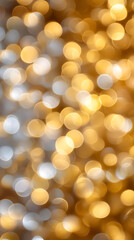 A vibrant and colorful abstract background of golden and white bokeh lights