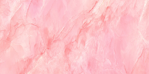 A close up view reveals the delicate swirling patterns and soft pink hues of a polished marble texture