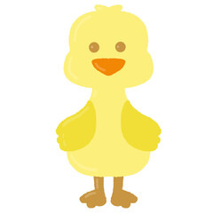 A cartoon duck with yellow feathers and orange beak