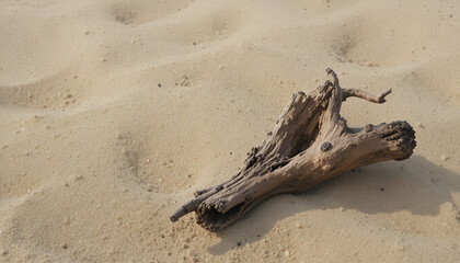 Weathered Driftwood Lying on Soft Desert Sand