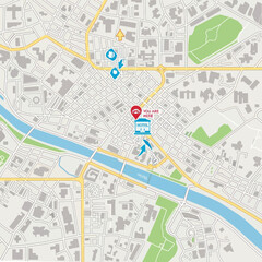 Map with Location Pin and Directions.