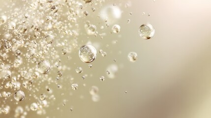 Luxurious Golden Effervescent Bubbles in Liquid - Abstract Sparkling Macro Background
