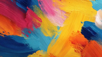 Vibrant Abstract Acrylic Paint Strokes Texture Background - Bold Colors, Expressive Brushwork, Artistic Backdrop