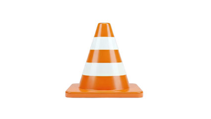 Orange and white traffic cone on a white background