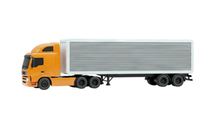 Orange Semi-Truck with White Cargo Trailer