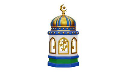 Decorative Islamic Lantern with Crescent Moon and Stars
