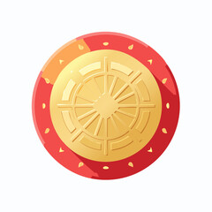 Obraz premium Lucky Gold Coin Icon Symbolizing Wealth, Success, and Financial Prosperity for Chinese New Year and Lunar Festival Designs