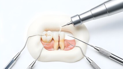 Dental training model with teeth and professional tools for dentistry education