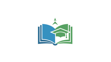 Fototapeta premium Education and Knowledge - Open Book with Graduation Cap Symbolizing Learning.