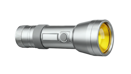 Modern Silver Flashlight with Yellow Lens