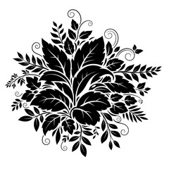 Elegant Black and White Botanical Silhouette Design.
