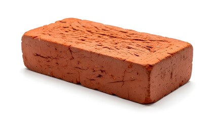 Red clay brick on white background for construction projects