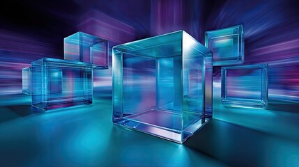 Abstract transparent cubes modern technology concept design