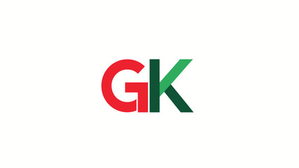 GK logo design with red and green colors on white background.