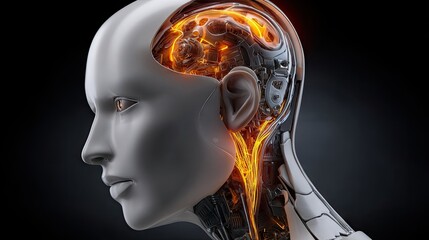 Artificial intelligence robot head portrait technology concept