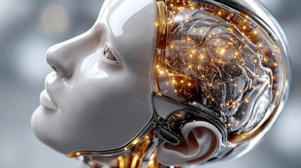 Artificial intelligence robot head portrait technology concept