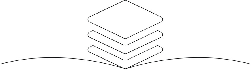 A simple line drawing of stacked geometric shapes on a wavy surface