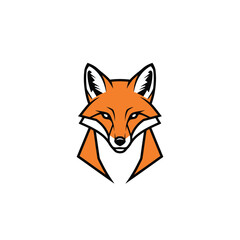 Obraz premium Geometric fox head logo design with orange and white colors, modern style.
