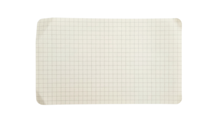 Blank squared graph paper texture with slightly aged look and rounded corners on transparent background