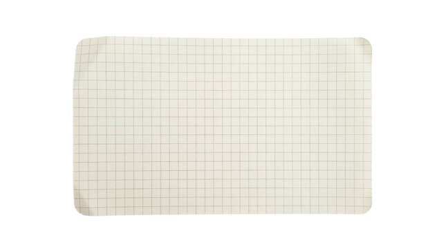 Blank squared graph paper texture with slightly aged look and rounded corners on transparent background