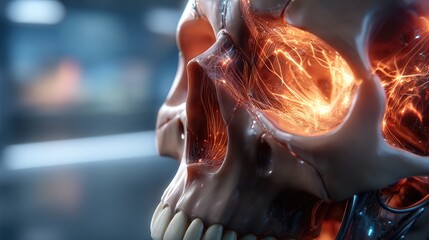 Human skull anatomical study detailed close up rendering