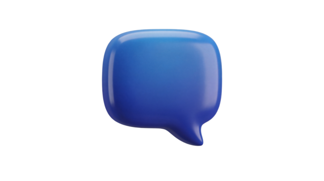Glossy 3d rendered blue chat bubble icon for modern digital communication concepts on transparent background - Powered by Adobe