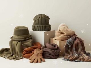 Cozy winter accessories display