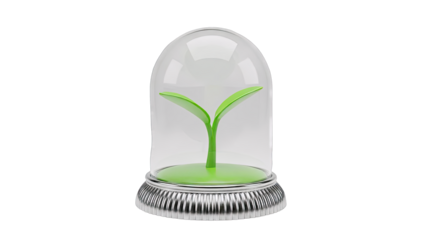 Green Sprout Under Glass Dome