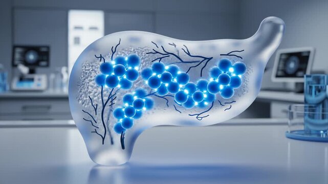 Human Pancreas Model Showing Islets of Langerhans in Laboratory Environment