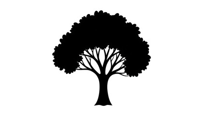 A striking and versatile tree silhouette representing the enduring power of nature and growth, a timeless symbol of environmental vitality and ecological concepts, perfect for minimalist designs