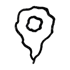 Hand drawn map pin Map marker pointer sign GPS and mapping tools Location pin symbol Pinpoint clipart in doodle style Single element for web, design