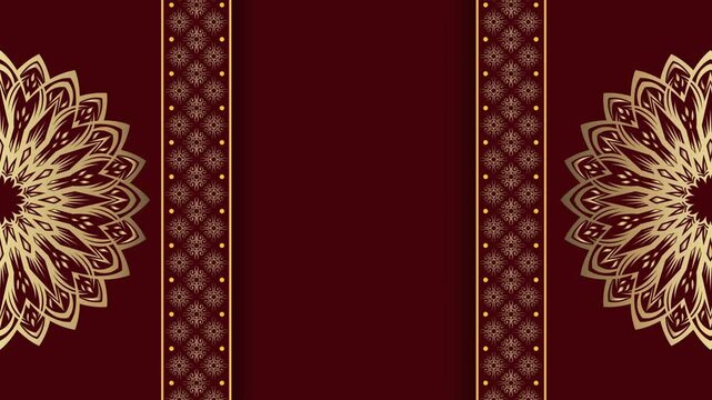 Elegant Golden Mandala Pattern on Deep Red Background.
