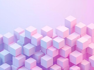 3D pastel cube landscape in staggered arrangement with soft lighting and gradient background for abstract design themes