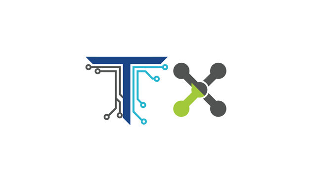 Innovative tech logo design featuring the letters T and X, modern and sleek.