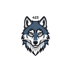Fototapeta premium Intense wolf head illustration with sharp features and piercing gaze, number 423.