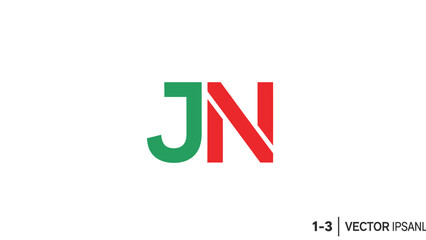 Fototapeta premium JN logo design with green and red color combination, simple and modern.