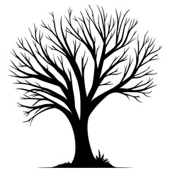 Obraz premium Vector Art flat black tree logo illustration on transparent background for nature design and branding